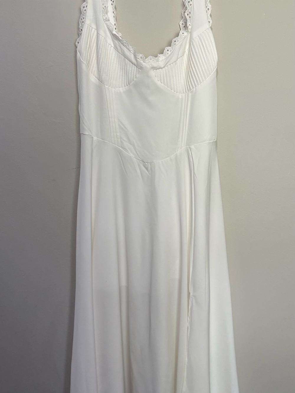 Lace-Trim White Maxi Slip Dress